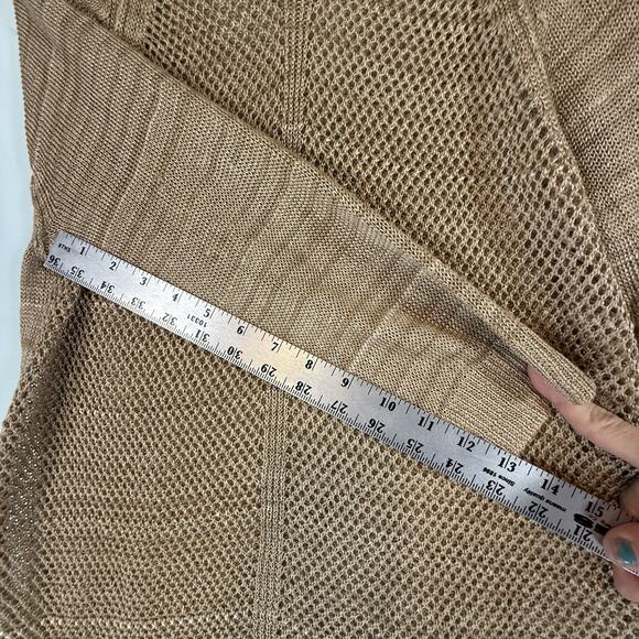 LRL Linen Blend Open Knit Top SIZE SMALL Womens Shirt Neutral Beachy Luxury Tan - Picture 5 of 6